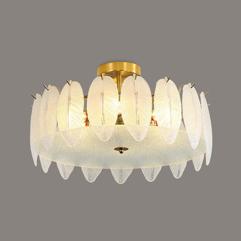Modern Glass Ceiling Lamp Geometric Flush Mount Light Fixture for Bedroom