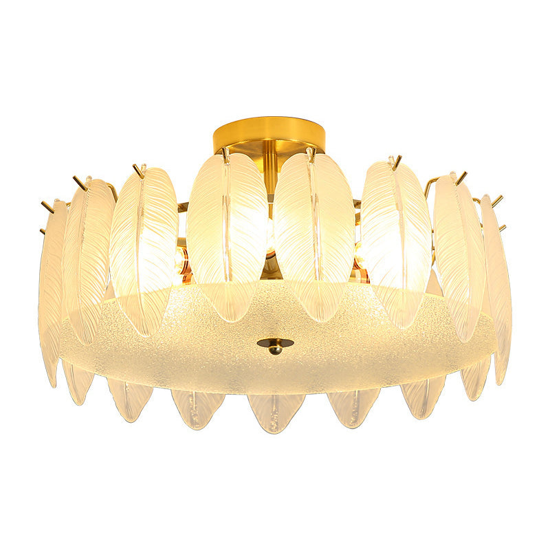 Modern Glass Ceiling Lamp Geometric Flush Mount Light Fixture for Bedroom