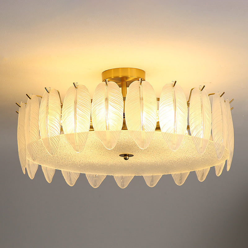 Modern Glass Ceiling Lamp Geometric Flush Mount Light Fixture for Bedroom