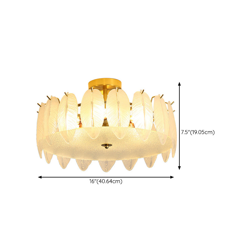 Modern Glass Ceiling Lamp Geometric Flush Mount Light Fixture for Bedroom