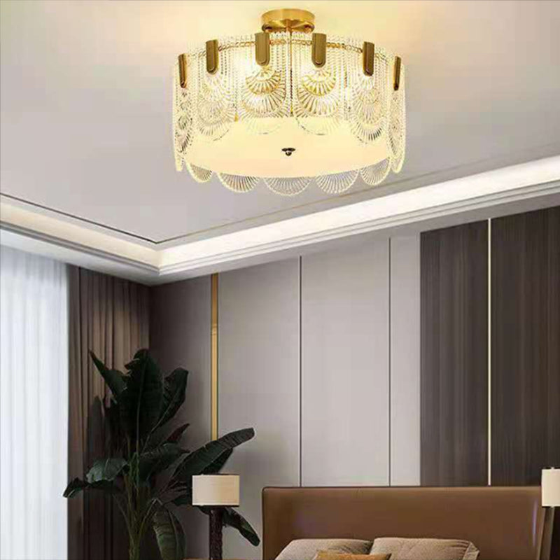 Modern Glass Ceiling Lamp Minimalist Flush Mount Light Fixture for Bedroom