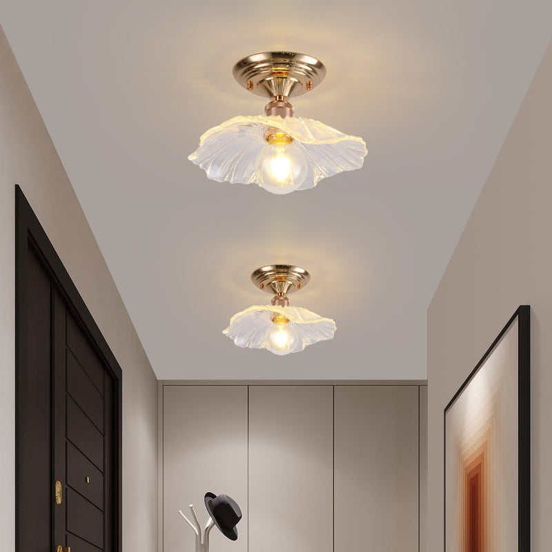 Nordic Style Ceiling Light Circle Shape Ceiling Lamp with Glass Shade for Bedroom