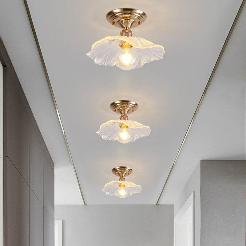 Nordic Style Ceiling Light Circle Shape Ceiling Lamp with Glass Shade for Bedroom