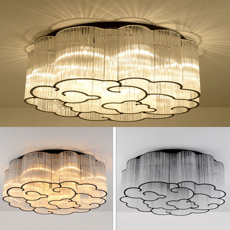 Nordic Style Ceiling Light Cloud Shape Ceiling Lamp with Glass Shade for Bedroom