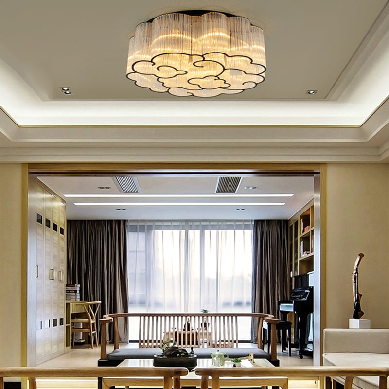 Nordic Style Ceiling Light Cloud Shape Ceiling Lamp with Glass Shade for Bedroom