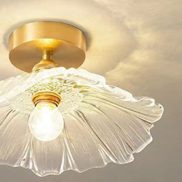 Flower Shape Flush Mount Modern Style Glass 1 Light Flush Ceiling Light in Clear