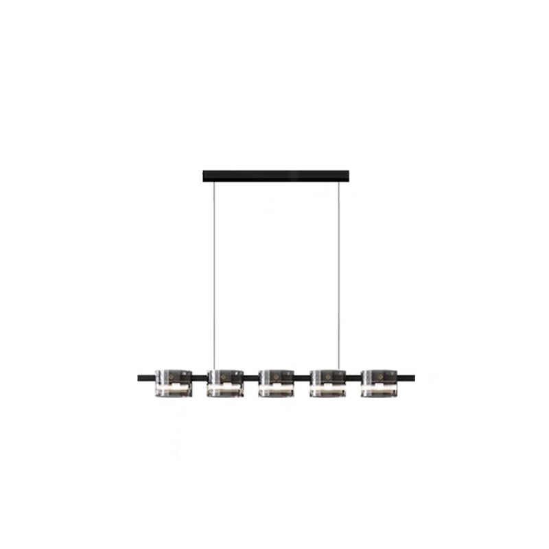Modern Hanging Lighting Fixtures Glass Hanging Lamp Kit in Black Finish for Dining Room