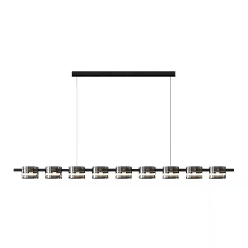 Modern Hanging Lighting Fixtures Glass Hanging Lamp Kit in Black Finish for Dining Room