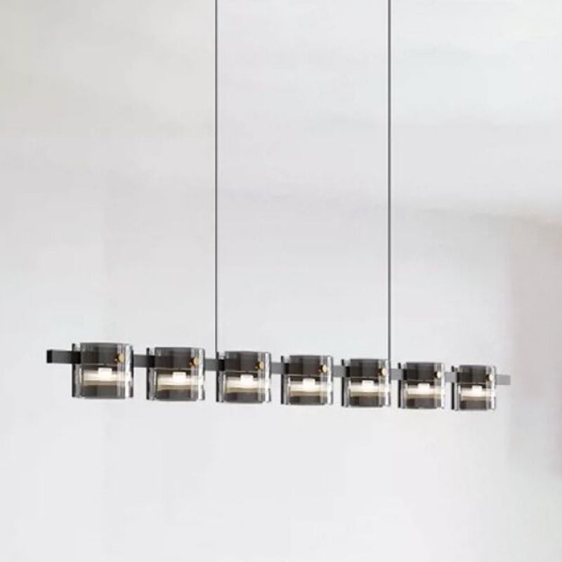 Modern Hanging Lighting Fixtures Glass Hanging Lamp Kit in Black Finish for Dining Room