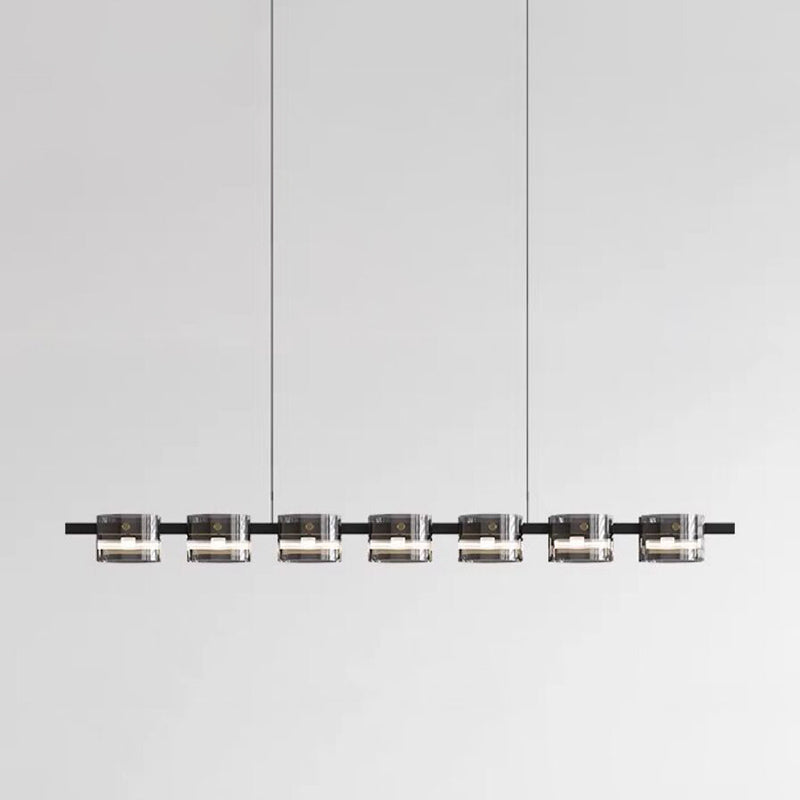 Modern Hanging Lighting Fixtures Glass Hanging Lamp Kit in Black Finish for Dining Room