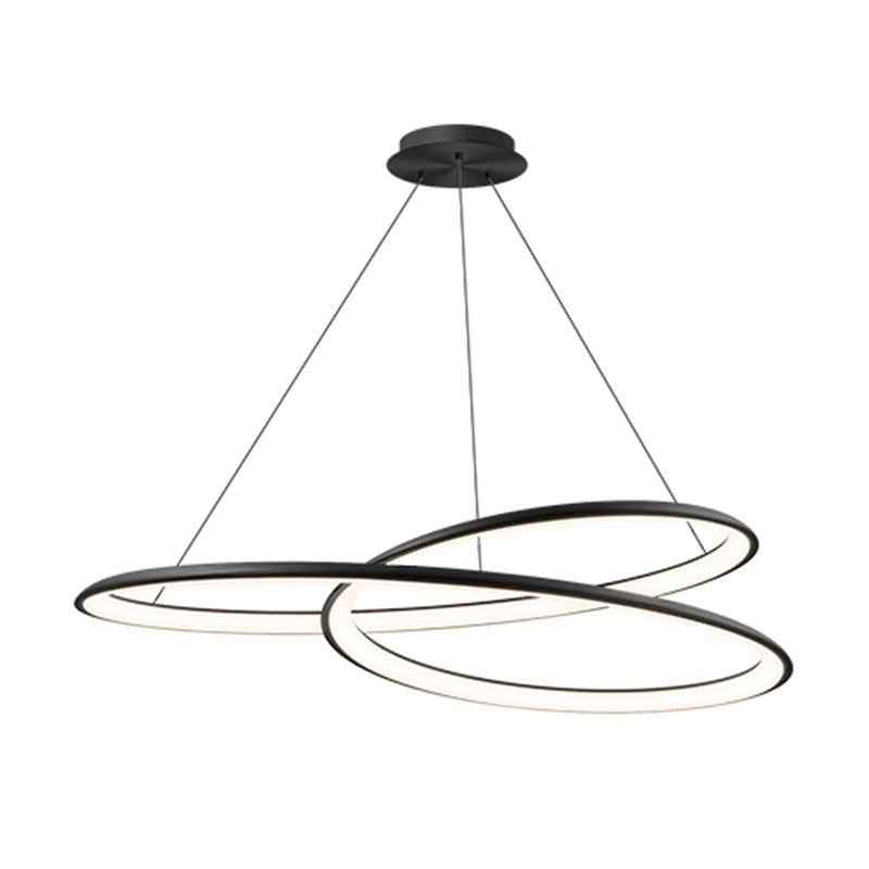 Aluminum Kitchen Island Fixture in Black Finish LED Contemporary Ceiling Pendant Light