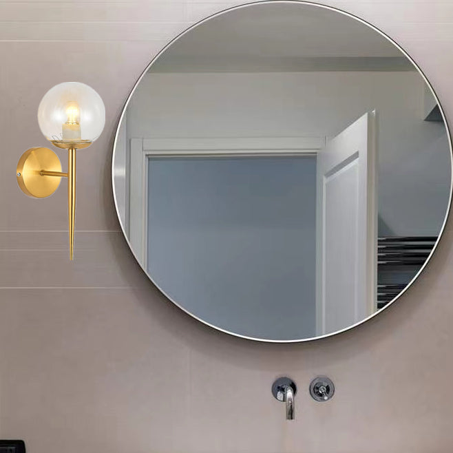 Glass Shaded Bath Vanity Lighting Modernism Metal Golden Light for Bathroom