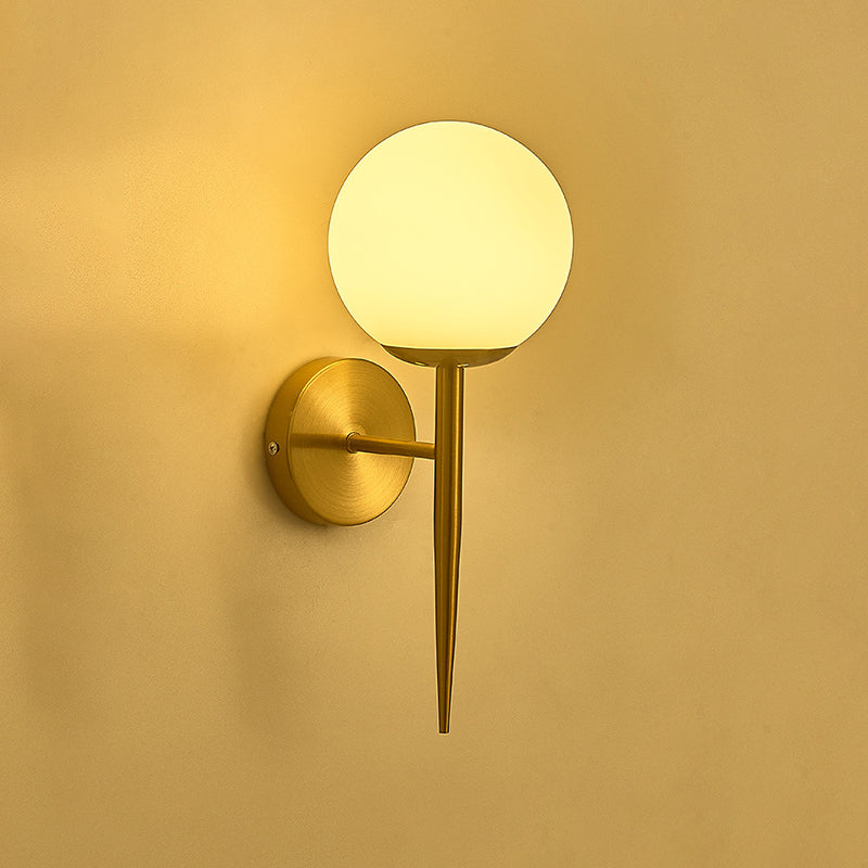 Glass Shaded Bath Vanity Lighting Modernism Metal Golden Light for Bathroom