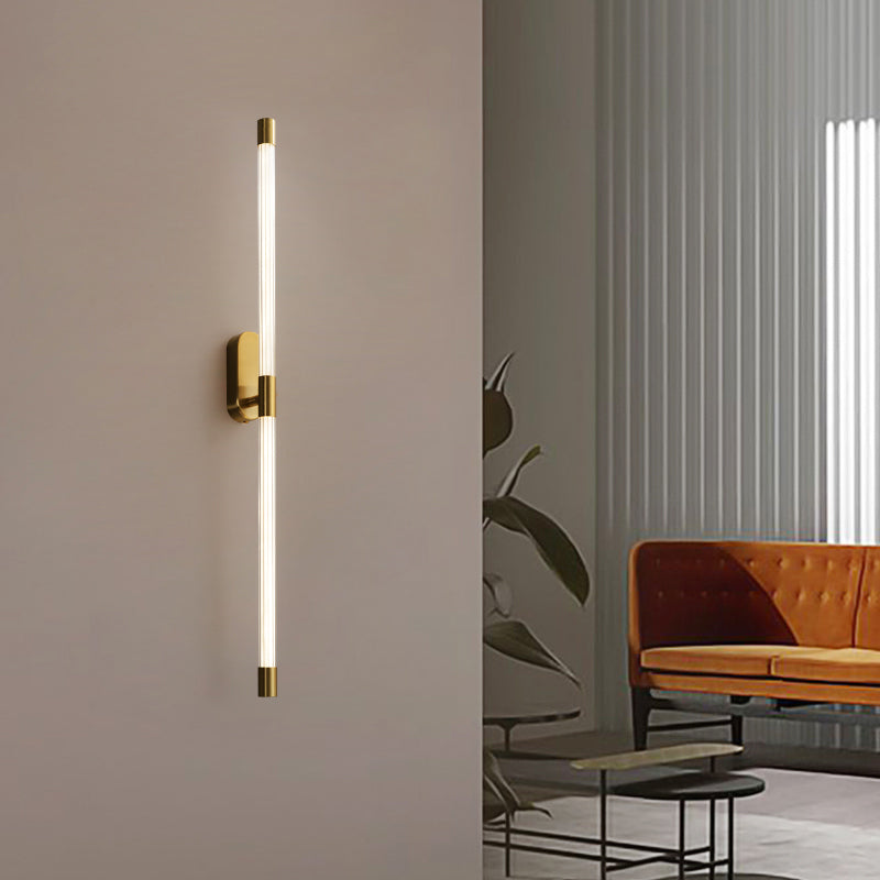 Linear Shape Metal Vanity Sconce Light Modern Style 1-Light Vanity Mirror Lights in Gold