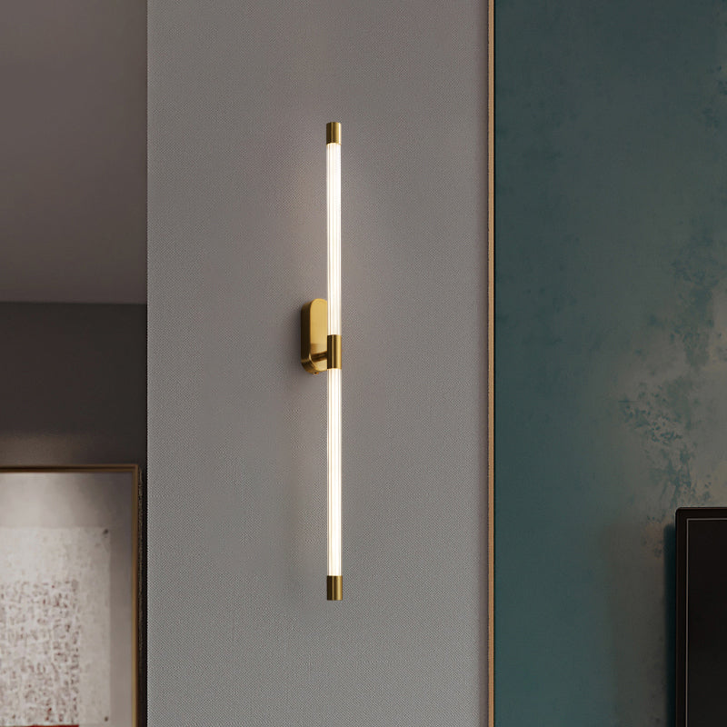 Linear Shape Metal Vanity Sconce Light Modern Style 1-Light Vanity Mirror Lights in Gold