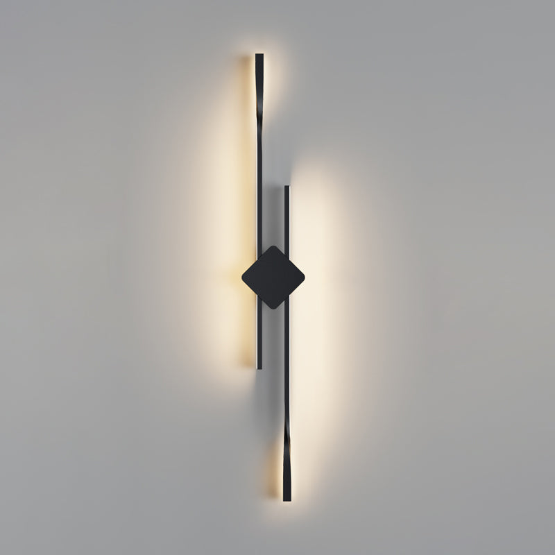 Linear Shape Metal Vanity Sconce Light Modern Style 2-Lights Vanity Mirror Lights in Black