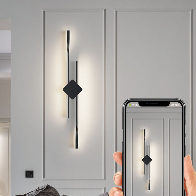 Linear Shape Metal Vanity Sconce Light Modern Style 2-Lights Vanity Mirror Lights in Black