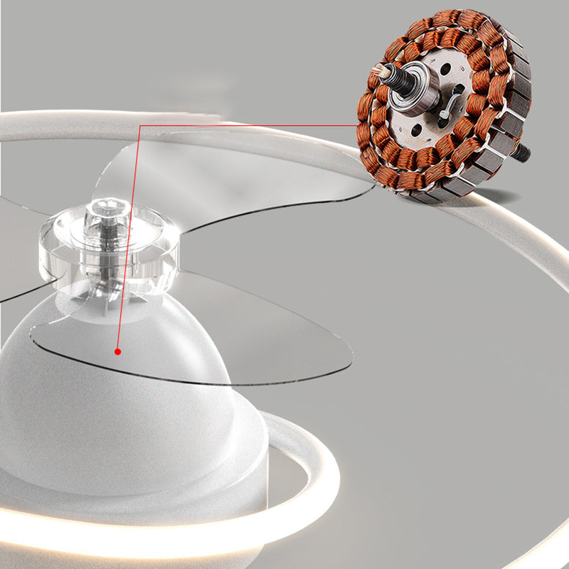 3-Blade Contemporary Ceiling Fan Polish Finish LED Fan with Light for Foyer