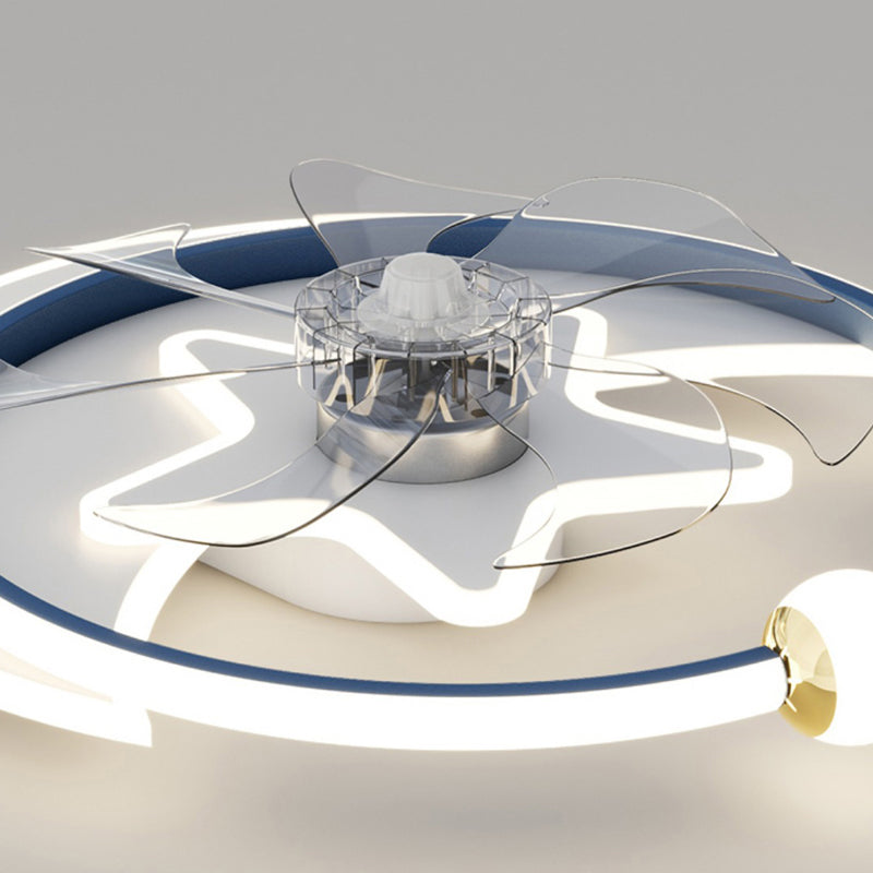 Modern Interior LED Ceiling Fan in 3 - Colors Metal and Acrylic Fan Lighting Fixture