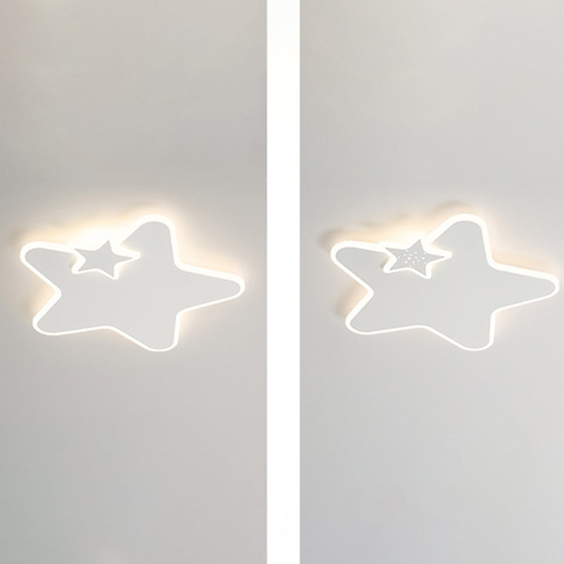 White LED Ceiling Light Children Star Flush Mount Lighting for Foyer