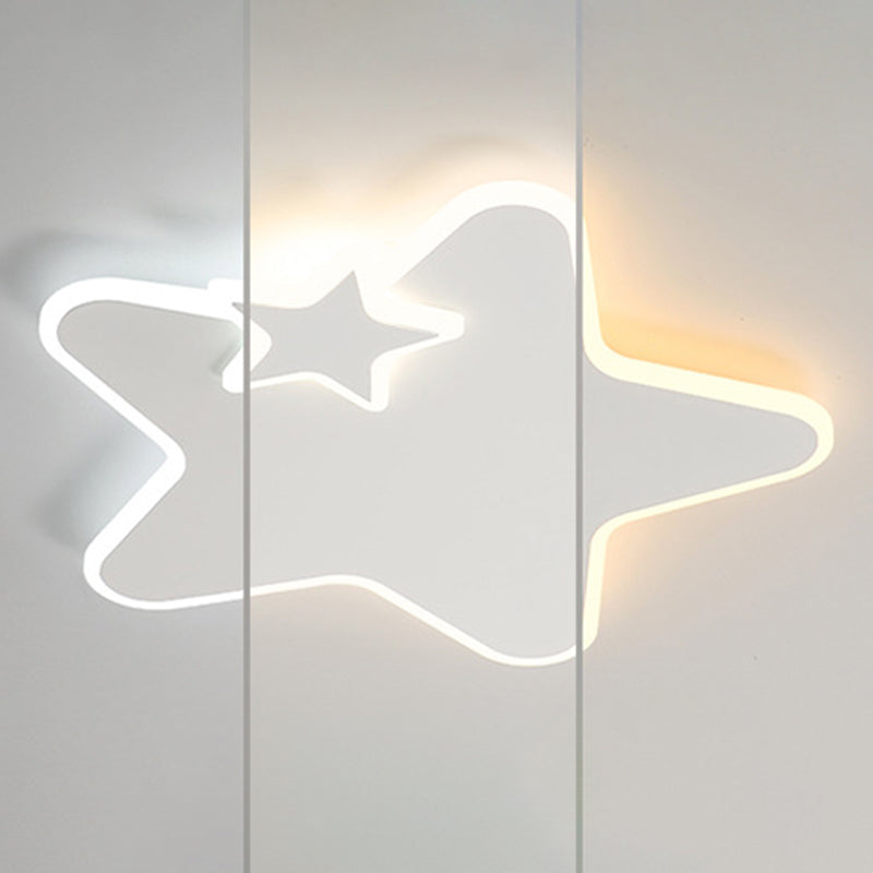 White LED Ceiling Light Children Star Flush Mount Lighting for Foyer