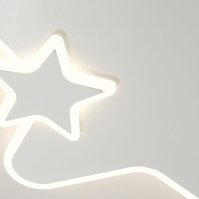 White LED Ceiling Light Children Star Flush Mount Lighting for Foyer