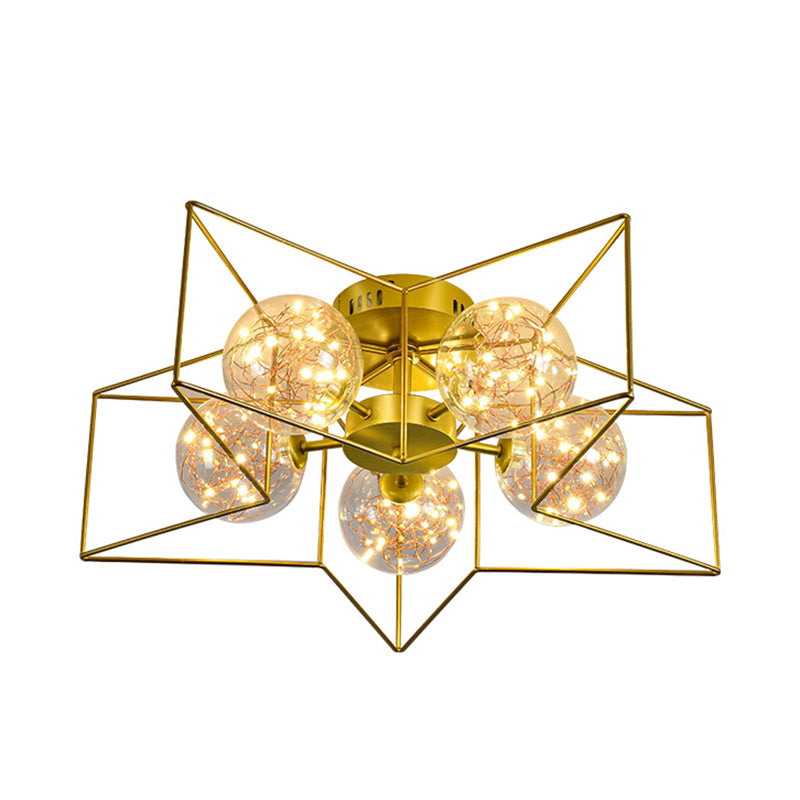 Modern Simple Iron Ceiling Light Geometry Shape Ceiling Lamp for Bedroom