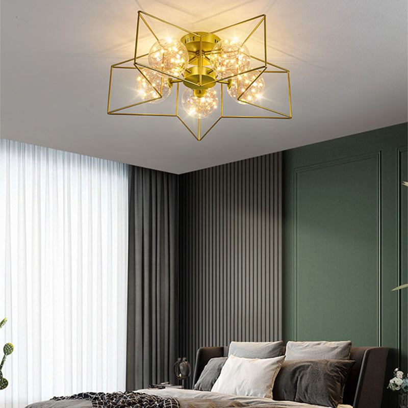 Modern Simple Iron Ceiling Light Geometry Shape Ceiling Lamp for Bedroom