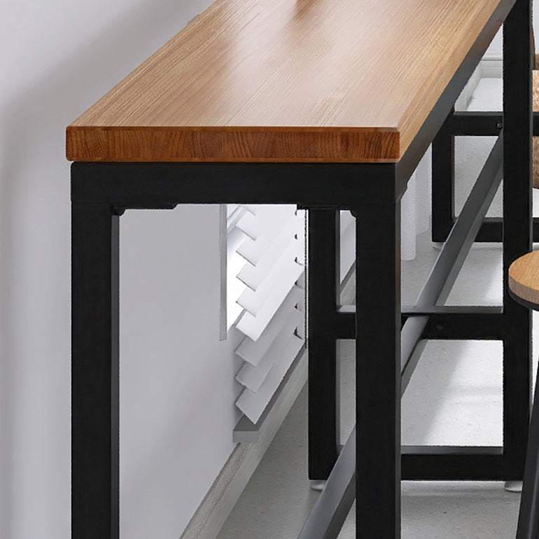 Modern 1/3 Pieces Bar Table Set Rectangle Pine Wood Counter Table with Stools for Cafe