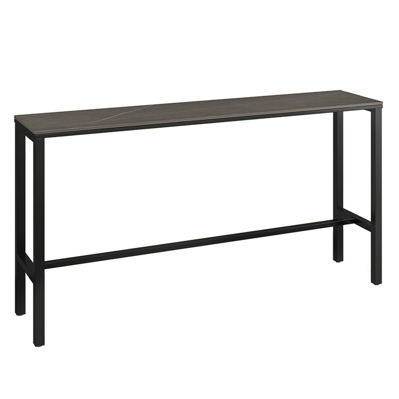 Glam 1/3 Pieces Bar Table Set Rectangle Stone Counter Table with Stools for Cafe