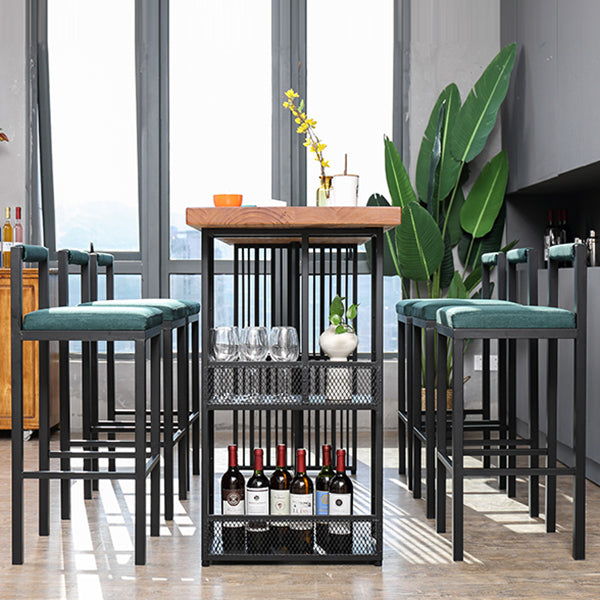 1/7 Pieces Counter Height Set Rectangular Industrial Bar Stool and Table Set