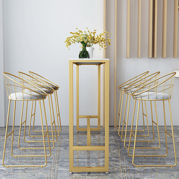 Faux Marble Pub Table Set Modern 1/7 Pieces Bar Stool and Table Set