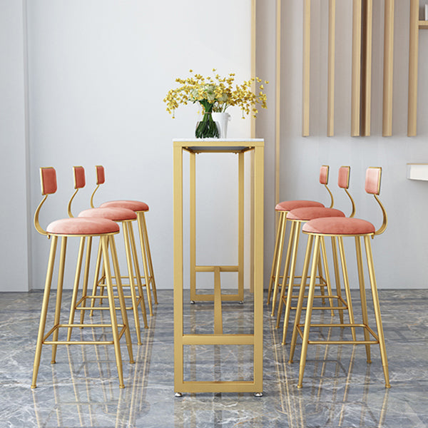 Faux Marble Pub Table Set Modern 1/7 Pieces Bar Stool and Table Set