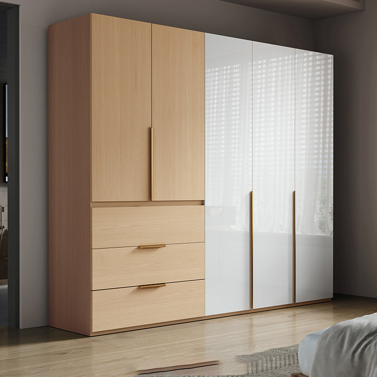 Engineered Wood Wardrobe Closet with Drawer Modern Wardrobe Cabinet