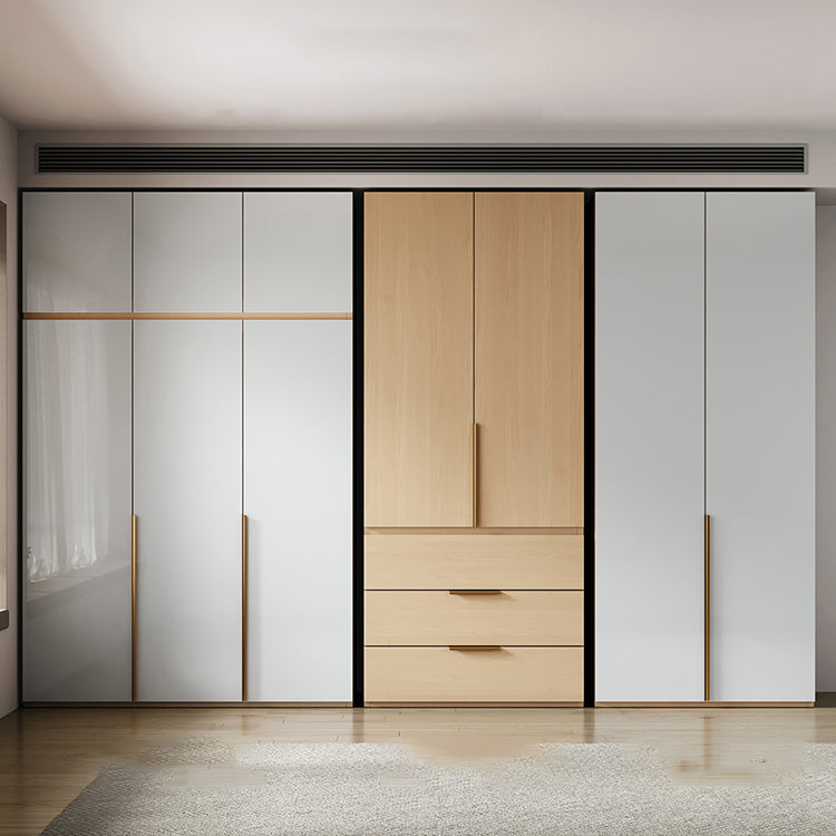 Engineered Wood Wardrobe Closet with Drawer Modern Wardrobe Cabinet