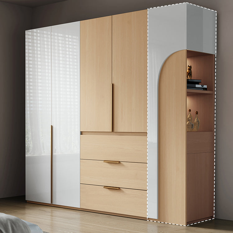 Engineered Wood Wardrobe Closet with Drawer Modern Wardrobe Cabinet