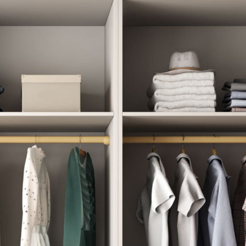 Modern Hinged Wardrobe Closet White Engineered Wood Wardrobe Armoire