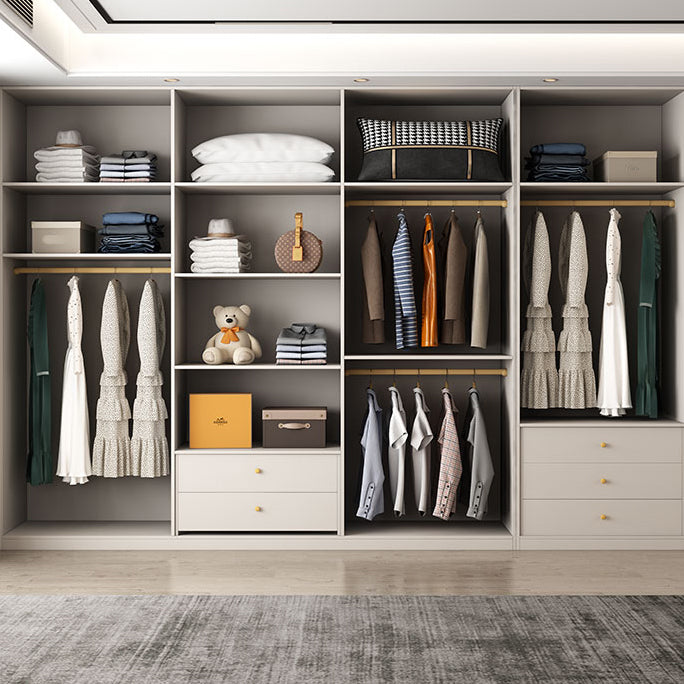 Modern Hinged Wardrobe Closet White Engineered Wood Wardrobe Armoire