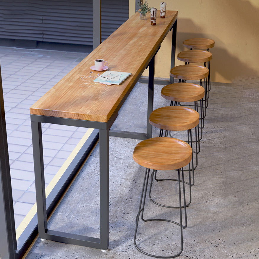Industrial Rectangle Bar Height Table Solid Wood Bistro Bar Desk for Indoor