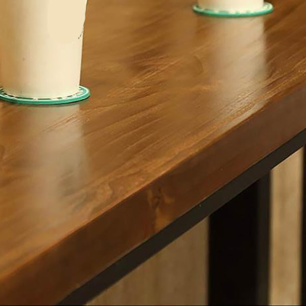 Wood Top Bar Table Modern Metal Base Dining Table for Coffee Room
