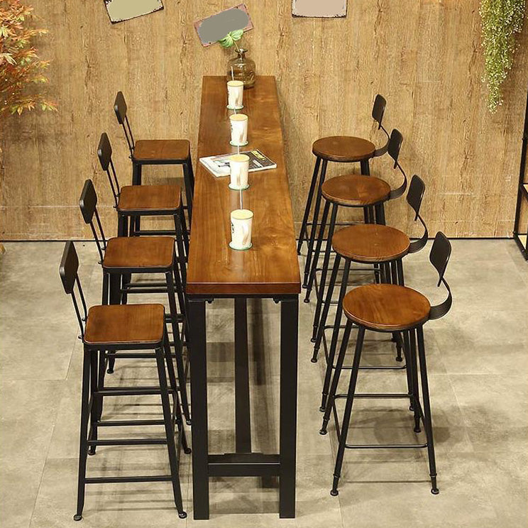 Wood Top Bar Table Modern Metal Base Dining Table for Coffee Room