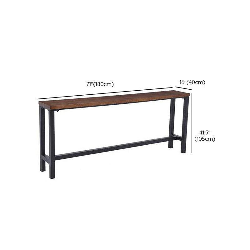 Wood Top Bar Table Modern Metal Base Dining Table for Coffee Room
