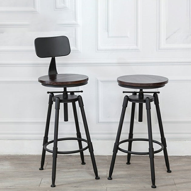 Modern Style Round Seat Barstool Wood Counter Bar Stool with Wood Legs