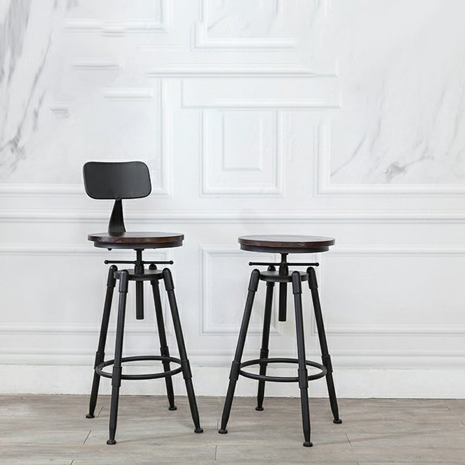 Modern Style Round Seat Barstool Wood Counter Bar Stool with Wood Legs