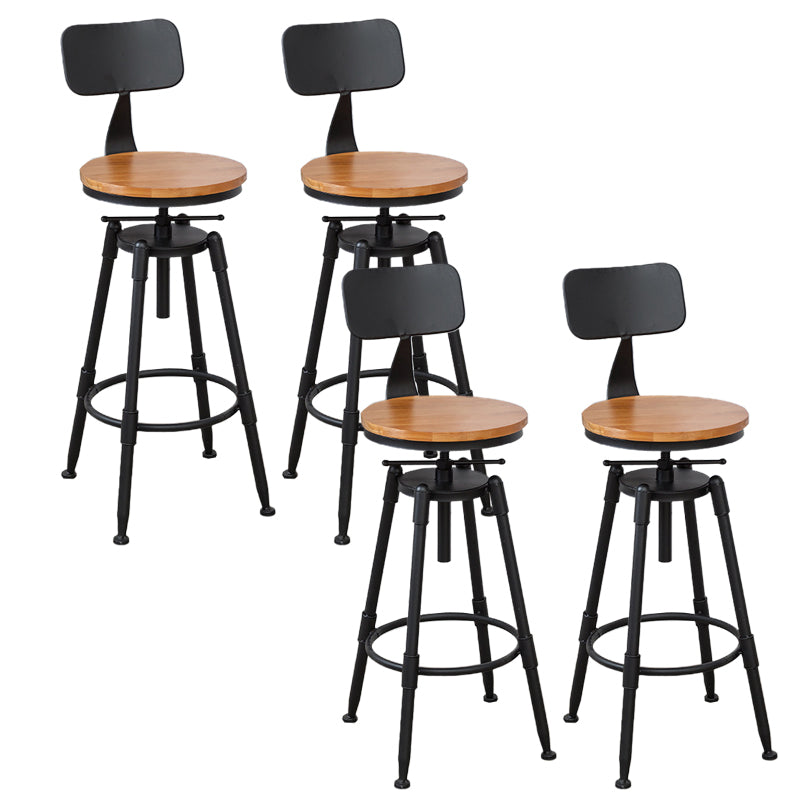 Modern Style Round Seat Barstool Wood Counter Bar Stool with Wood Legs