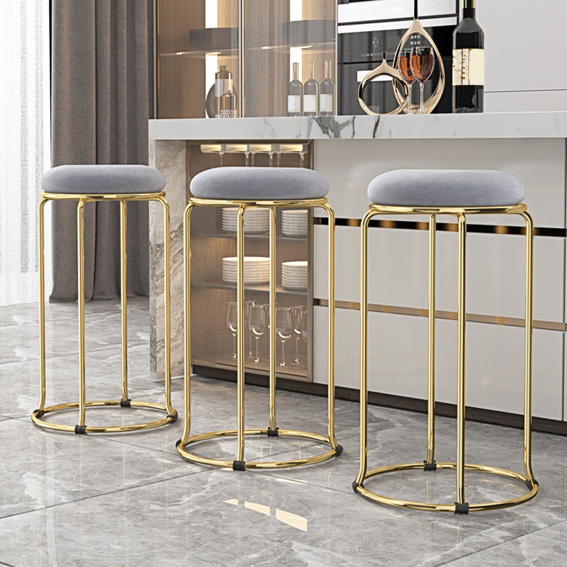 Glam Style Backless Barstool Round Counter Bar Stool with Metal Legs