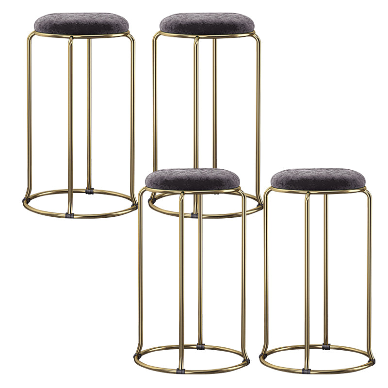 Glam Style Backless Barstool Round Counter Bar Stool with Metal Legs