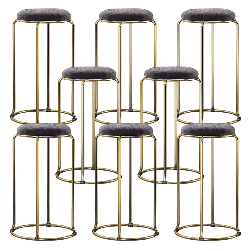 Glam Style Backless Barstool Round Counter Bar Stool with Metal Legs
