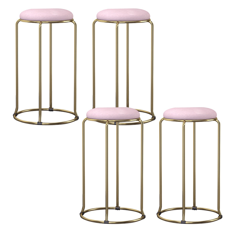 Glam Style Backless Barstool Round Counter Bar Stool with Metal Legs