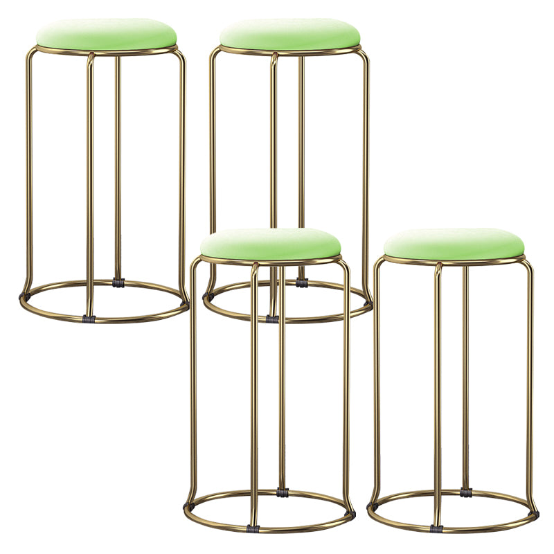 Glam Style Backless Barstool Round Counter Bar Stool with Metal Legs